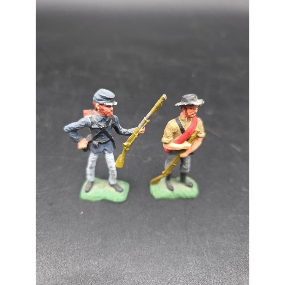Vintage Pair 2 Civil War Figures Toy Union Confederate Rebel USA